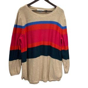 In Every Story 100% Cotton Beige Striped Pullover Sweater Size XL